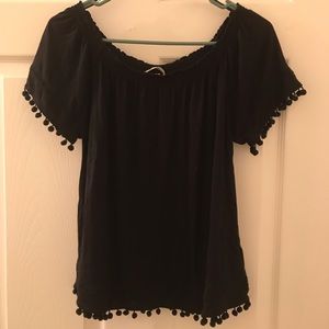 H&M off the shoulder pom pom top